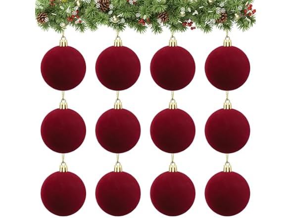 Rokkibom 12pcs red velvet Christmas balls