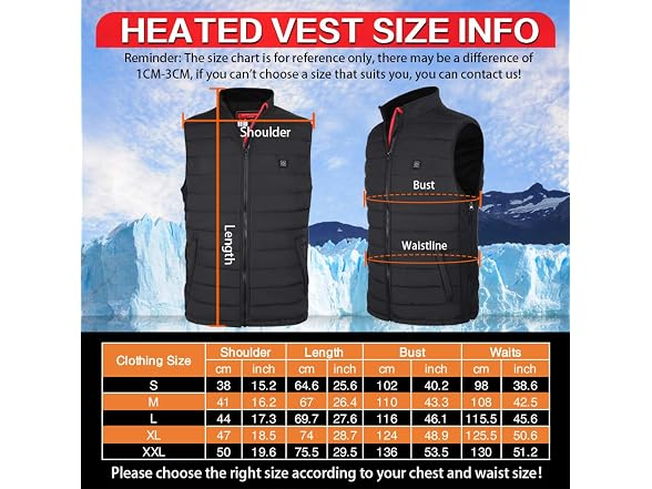 Hoson Men (M) Heated Heating Zones Electric Vest