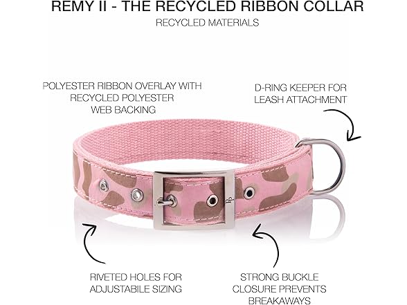 Remy II - The Recycled Ribbon Collar, Pink Camo