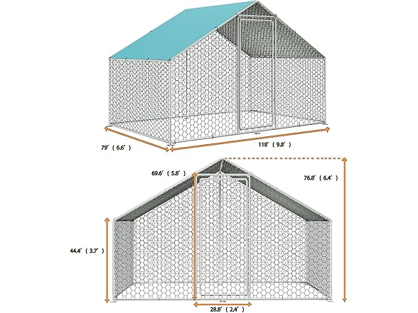 Sunny Heart Large Chicken Coop Run with Immersed Wire Mesh,  (Open Box)