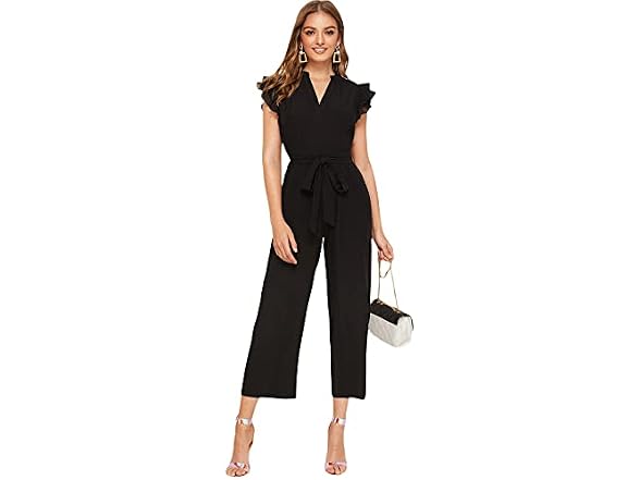 Wdirara Women (XS) Layered Ruffle Cap Sleeve Pants