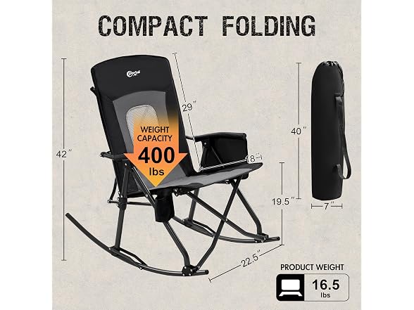 Portal Grey/Black Rocking Camping Chair