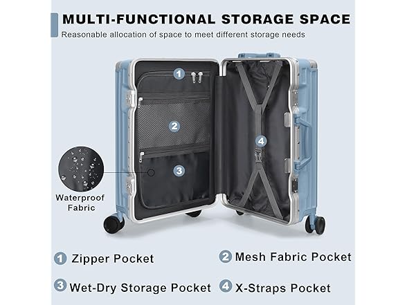 AnyZip W0893 Luggage AZ303 2pcs Blue
