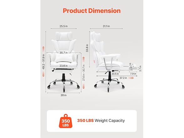 VEVOR Reclining Office Chair with