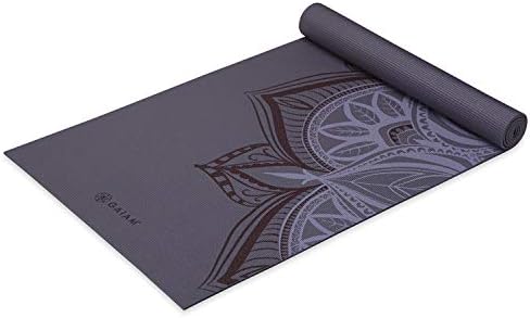 Gaiam Yoga Mat Premium Print Non Slip Exercise & Fitness Mat for All Types of Yoga, Pilates & Floor Workouts, Aubergine Point, 68 inch L x 24 inch W x 5mm Thick