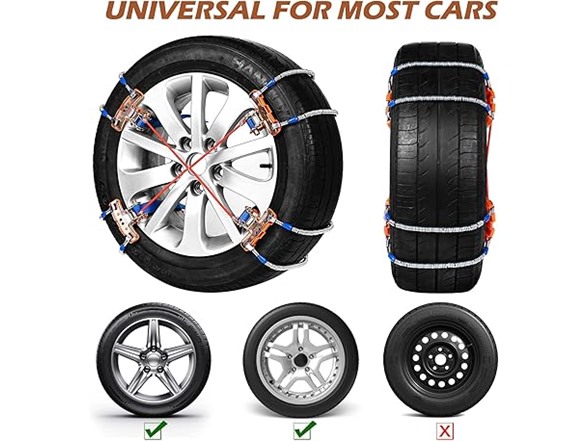 8 Pack Tire Snow Chains for Cars- 205-265mm