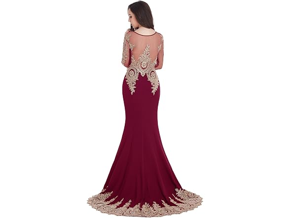 MisShow Women (10) Long Sleeves Lace Mermaid Dress