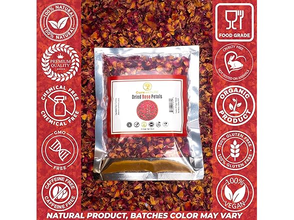 Cure Wid Pure Certified Organic Dried Rose Petals 1 oz