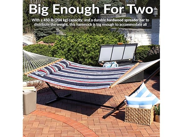 Sunnydaze Quilted Outdoor Hammock with Spreader Bars