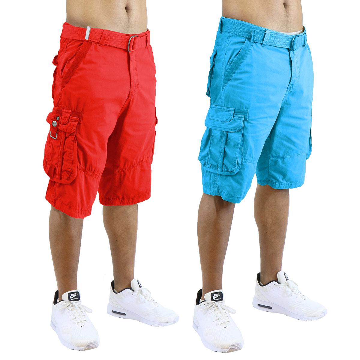 2Pk Mens Belted Cargo Utility Shorts - Gallery 22