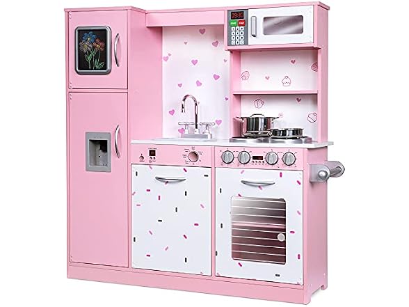 Kitchen set pink cookie backsplash