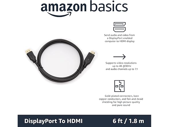 Amazon Basics DisplayPort to HDMI Cable
