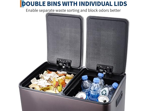 OUTLANE 16 Gal Dual Recycling Bin Brown