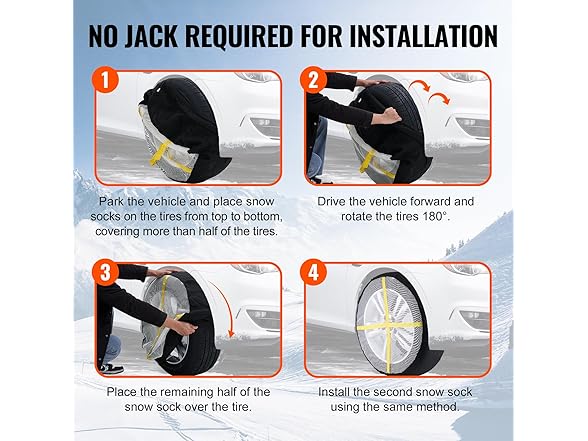 VEVOR Thickened Snow Socks for Tires, Full Coverage