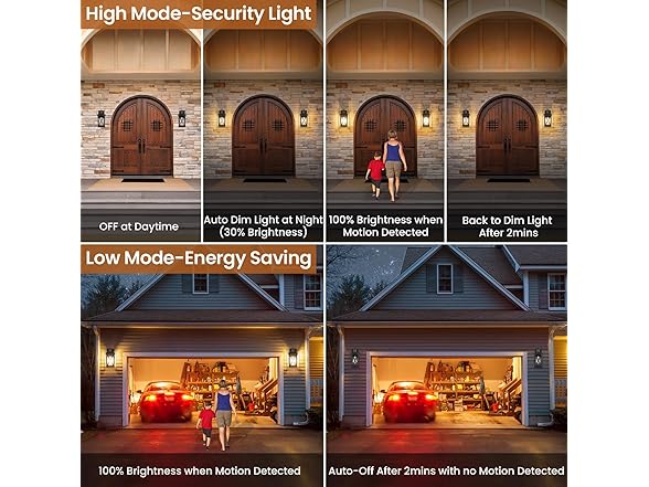TOBUSA 2-Pack Motion Sensor Outdoor Wall Lanterns Waterproof