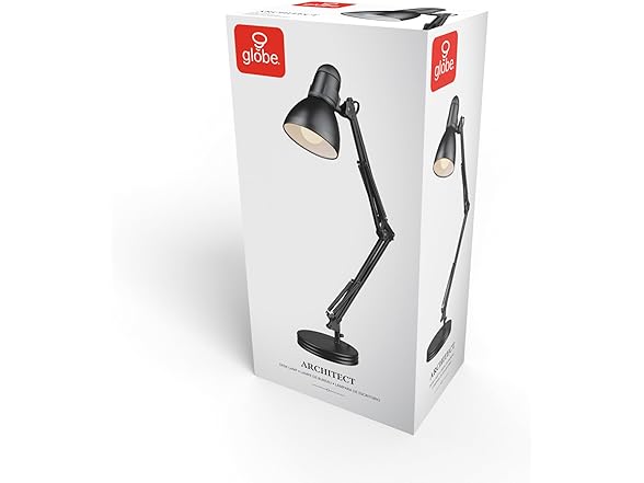 GLOBE Swing Arm Desk Lamp 28in Black