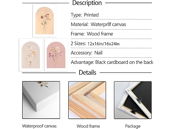 Framed Watercolor Wildflower Wall Art