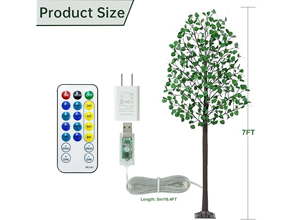 7FT Lighted Eucalyptus Tree w/ 170 LED