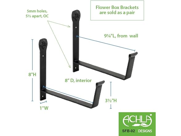 Achla Designs 8" Window Box Planter Brackets