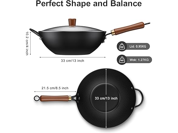 Todlabe Carbon Steel Nonstick Wok Pan