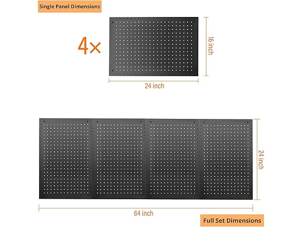 LUGO 24"x16" Metal Pegboard Wall Organizer, 128 PC