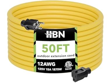 $29.99 HBN 50 ft Heavy Duty Outdoor Extension Cord 12/3 dealfomo