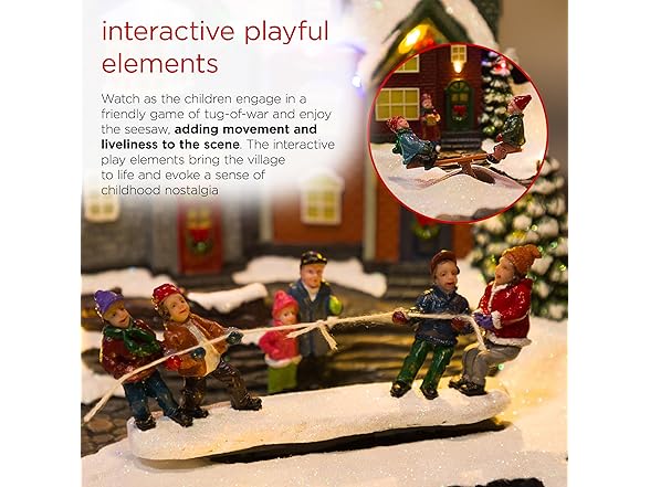 9" Tall Indoor Animated Children Playing in Christmas Village