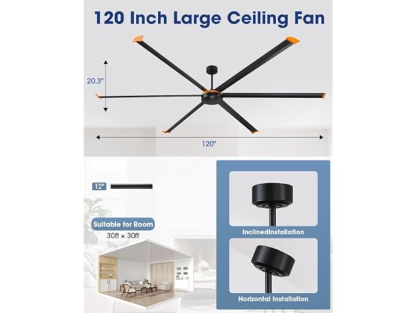 Parrot Uncle F8021BK-NL Industrial Ceiling Fan