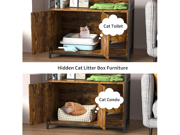EasyCom Cat Litter Box Enclosure with Shelves