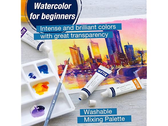Faber-Castell Watercolor Paint Set - 12 Liquid Paint Tubes
