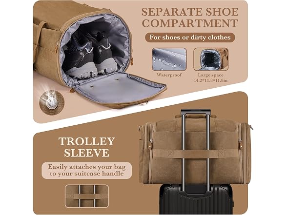 SHOWKOO Coffee 60L Duffle Bag