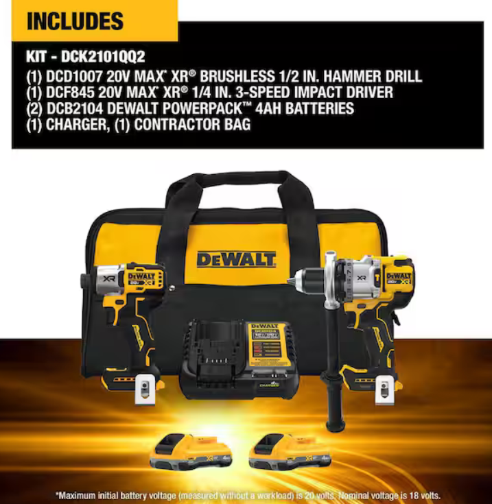 DEWALT DCK2101QQ2 20V MAX Cordless 2-Tool Combo Kit - Gallery 4