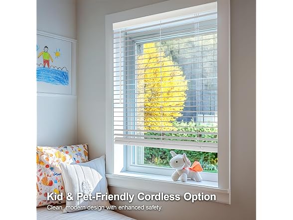 CHICOLOGY 2" Cordless Faux Wood Blinds 62" W x 60" H