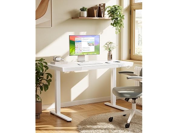 Marsail Standing Desk with Drawer, 48 x 24" White