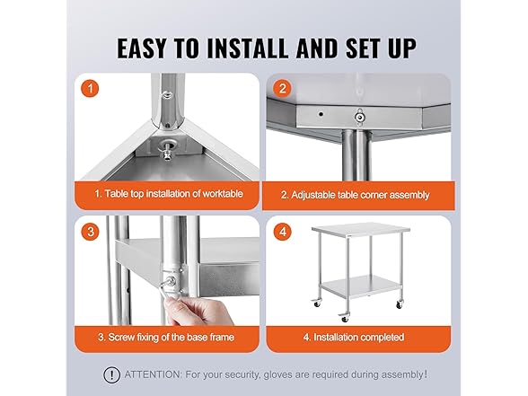 VEVOR Stainless Steel Work Table 30 x 18 x 38 Inch