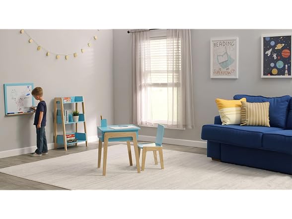 Humble Crew Kids Desk and Chair Set with Bookcase, Toddler Activity Table