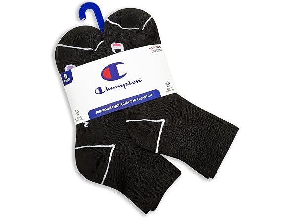 Champion Women (5-9) Women's Quarter 6 Pack Socks