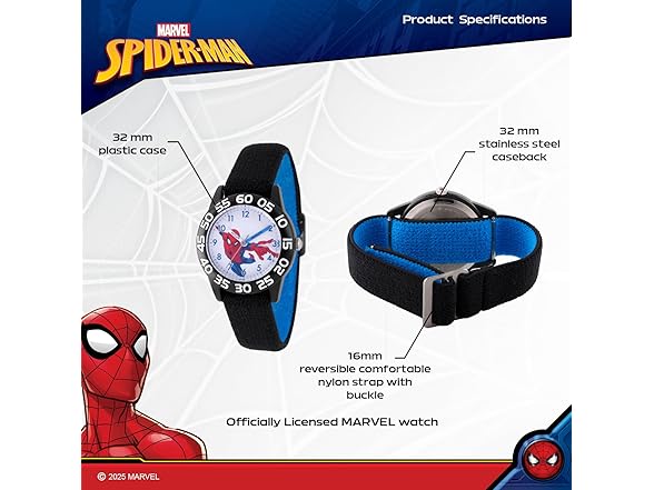 Marvel Spider-Man Kids' Nylon Strap Watch