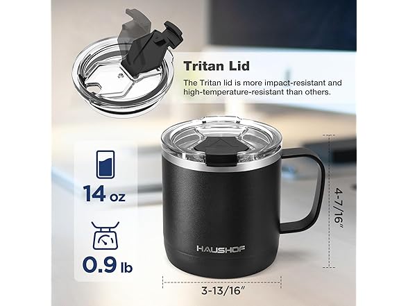 HAUSHOF 14 oz Coffee Mug, Insulated