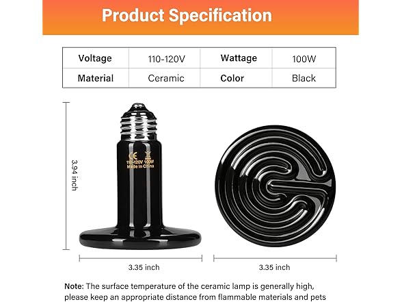 100W Ceramic Heat Emitter 2pk