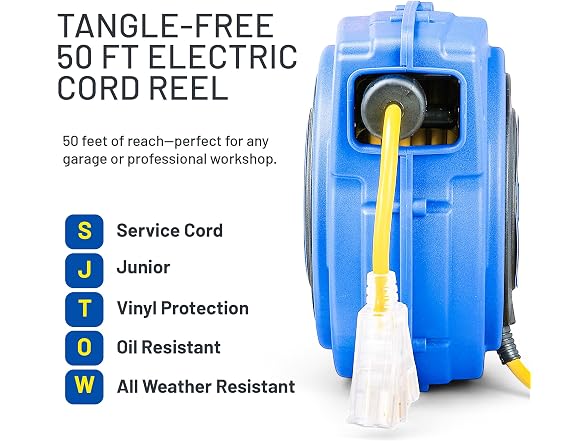 Goodyear Extension Cord Reel Retractable 16AWG x 50'