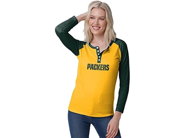 FOCO Women's Packers Henley Shirt (XL)