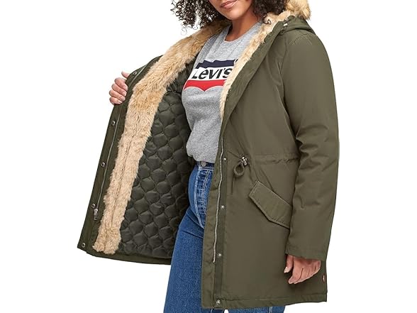 Levi's Women's Olive Parka (1X) (Open Box)