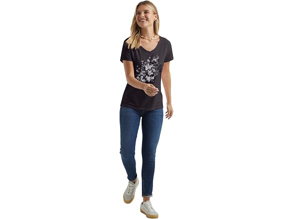 Hanes Women (S) Short Tee Beach Floral Cascade
