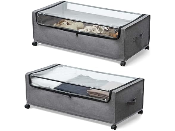 Under Bed Storage with Wheels, 2 Pack
