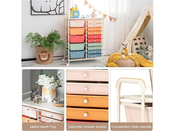LUARANE Rolling Cart with 15 Drawers