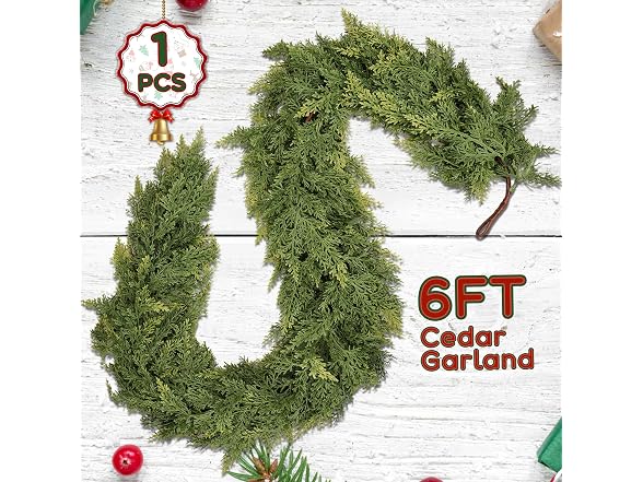 Nazano Real Touch Christmas Cedar Garland