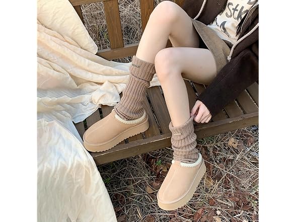 XIXITIAO Suede Leather Platform Slippers