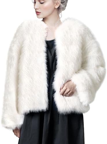 Womens Faux Fur Long Sleeve Winter Coat
