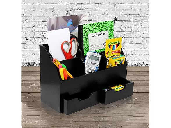 Rustic Wood Desk Organizer & Mail Rack